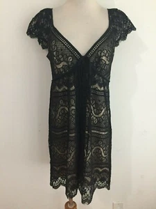 Milly of New York Bergdorf Goodman V-Neck Empire Shift Dress Lace Over Silk Sz 4 - Picture 1 of 12