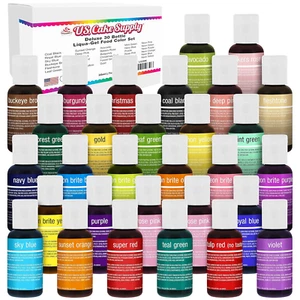 31 Food Color Set of Liqua-Gel 2.3-Ounce Cake Food Coloring 30 Bottle Kit - Picture 1 of 5