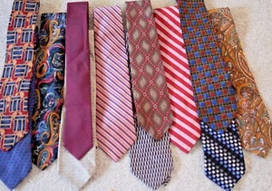 Neck Ties Lot Of 12 Various Brands Neckties Collection Crafts Geometric/Stripe - Picture 1 of 7