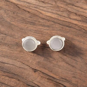 Selenite Gemstone 925 Sterling Silver Jewelry Partywear Cufflinks 0.50" For Gift - Picture 1 of 2