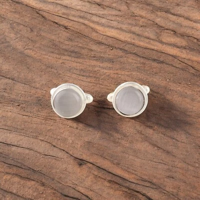 Gemelos de plata esterlina 925 con piedras preciosas de selenita 0,50" para regalo Foto 1 de 2