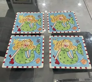 ESSENTIALS BY HOME MERMAID, CERAMIC DECORATIVE PLATE, VINTAGE SET OF 4 - Picture 1 of 8