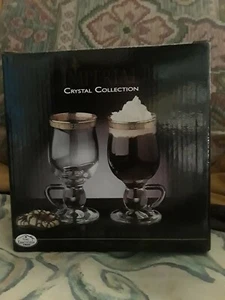 Gold Glasses Irish Coffee Imperial Crystal Set of 2 - Picture 1 of 3