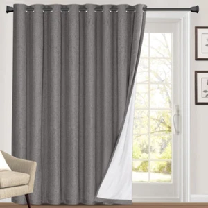 100% Blackout Curtains for Bedroom Extra Wide Thermal Sliding Glass Door Curtain - Picture 1 of 7