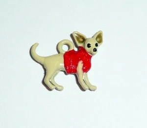 Chihuahua Dog Metal Charm for Bracelet - 3/4"x5/8"  Red Dog Sweater - Limited - Picture 1 of 4