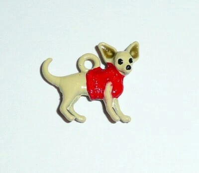 Dije de metal para perro Chihuahua para pulsera - Suéter rojo para perro de 3/4"x5/8" - limitado Foto 1 de 4