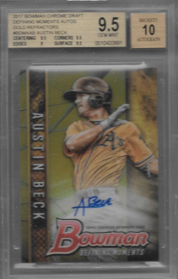 BGS 9.5 2017 Bowman Chrome Draft GOLD REFRACTOR AUTO Austin Beck #d 41/50 - Image 1 of 1