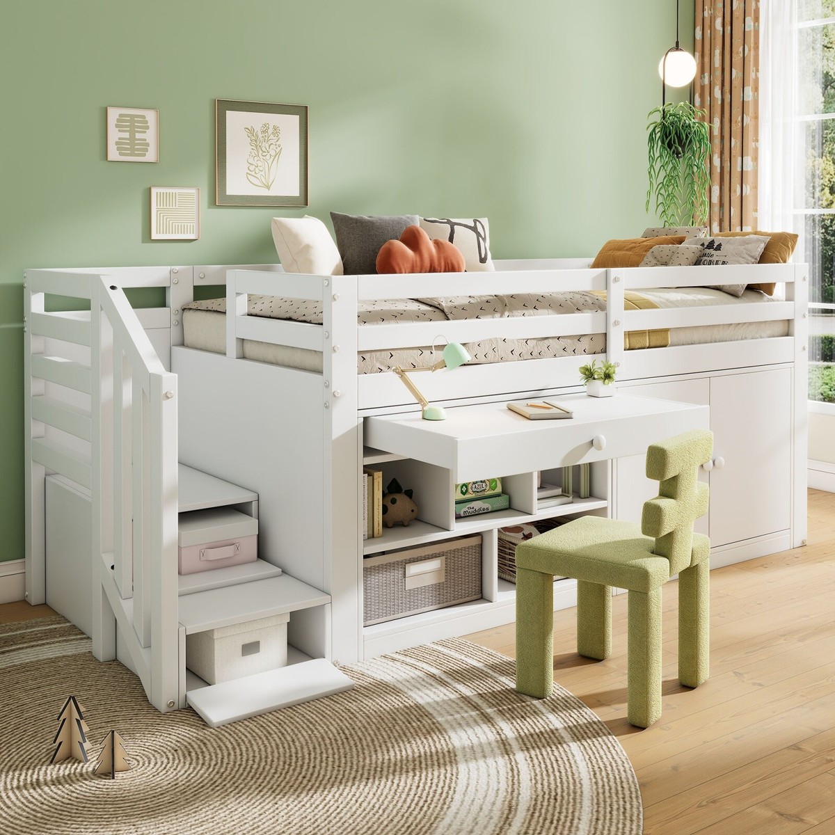 Wood And Bunk Bed With Built In Desk Drawer Woodwork Built In Bunk Bed