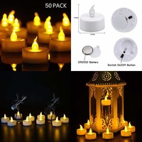 Tea Light Flameless LED Lights Candles 50 Pack，$0.32/Count Warm WHITE Pack