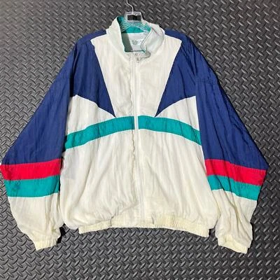Chaqueta cortavientos Van Heusen vintage años 90 multicolor para hombre talla grande Foto 1 de 4