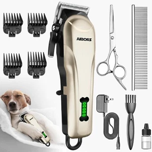 AIBORS Dog Shaver Clippers Grooming Kit Low Noise Rechargeable Cordless Gold - Picture 1 of 7