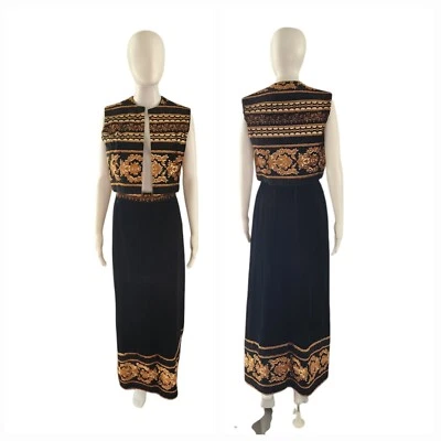 Vintage 60-70s Jo Hardin Tapestry Carpet Vest /skirt Set Boho Hippie Festival - Image 1 of 4