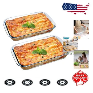 Versatile Glass Casserole Dish Set - 2 Pack, 3.5 Quart - Easy Clean Design - Picture 1 of 10