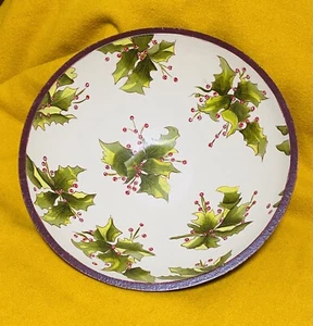 Vintage Hand Painted Wood Holly & Berries Bowl Christmas Decor - Picture 1 of 6