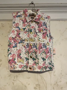 NWT Juicy Couture Girls Flower Print Denim Vest 12 - Picture 1 of 4