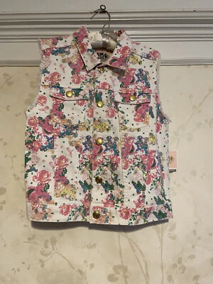 NWT Juicy Couture Girls Flower Print Denim Vest 12 - Image 1 of 4