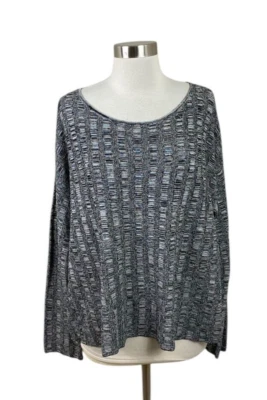 Suéter Top Eileen Fisher Talla L Seda y Lino Orgánico Negro/Blanco Tejido Mármol Foto 1 de 4