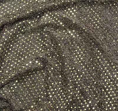 5 Yard GOLD BLACK  Sequins Dot Fabric 44” Width - Image 1 of 3