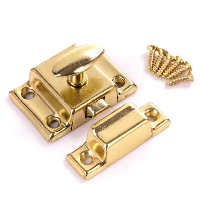 BRASS TURN CATCH 10x Cupboard Cabinet Lock Twist Handle Toilet Bathroom 45mm - Image 1 of 4