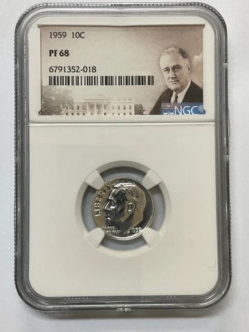 1959 ROOSEVELT DIME 10C NGC PF68 Cover