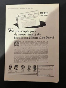Vtg 1930s AD Book of the Month Club News - Picture 1 of 3