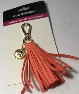 Deslumbrantes para perros - 1 pieza cuello/correa con clip dije dorado y borla naranja ~Nuevo - Imagen 1 de 7