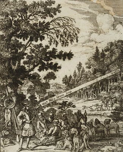 J. MEYER (1655-1712), Nach der Jagd, Radierung Barock Jagen 1650-1699 1650-1699 - Bild 1 von 8