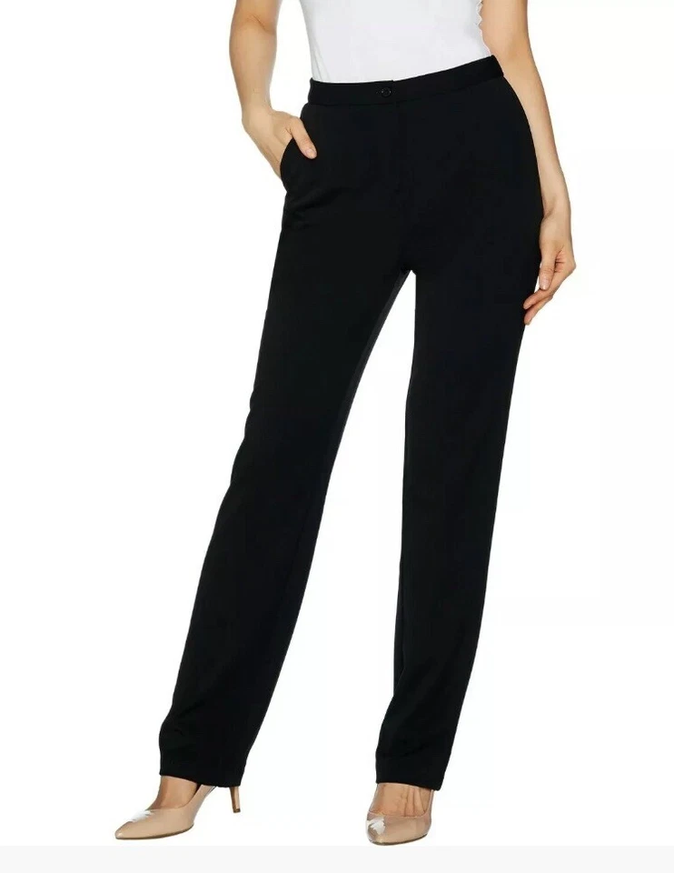 Linea By Louis Dell’Olio Solid Straight Leg Pants Black Reg 8 A273303 - Image 1 of 1