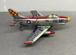 Vintage Haji USAF Air Force Toy Friction Jet Plane ~ FU-881 ~ Tin Litho - Picture 1 of 8