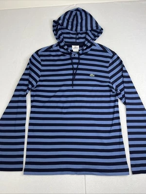 Lacoste Mens Regular Fit Lightweight Striped Hoodie Size 4/Small Blue Navy NWT - Image 1 of 4