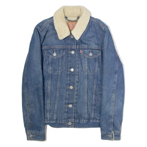 LEVI'S Womens Sherpa Lined Denim Jacket Blue M - Picture 1 of 6