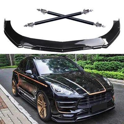 Front Bumper Lip Chin Spoiler Splitter Gloss Black For Porsche Macan Body Kits Foto 1 de 4