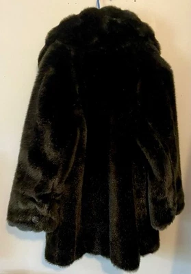 Vintage 70’s/80’s  Faux Fur Coat Below Hips SZ 16 XL  Disco/Glam Rock BLACK - Image 1 of 4
