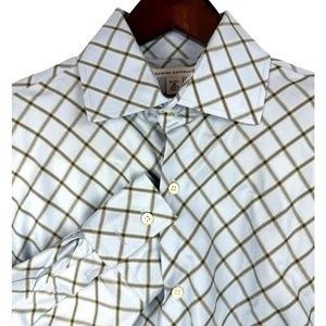 Banana Republic Herren Medium M blau kariert Anzughemd 15 15,5 Baumwolle - Bild 1 von 10