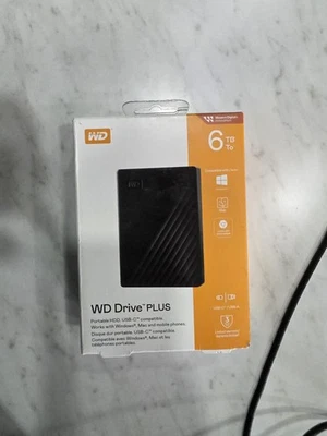 WD DRIVE PLUS PORTABLE 6TB HDD WDBLPW0060BBK-WEWM / NEW, FREE SHIPP. - Image 1 of 2