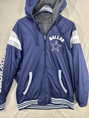 Chaqueta reversible Dallas Cowboys con capucha para hombre azul gris marca NFL fútbol americano Foto 1 de 4