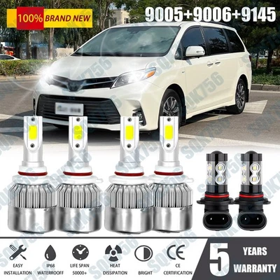 Lâmpadas de neblina de LED C6 para Toyota Sienna 2006 2007 2008 2009 6X 6000K - Imagem 1 de 4