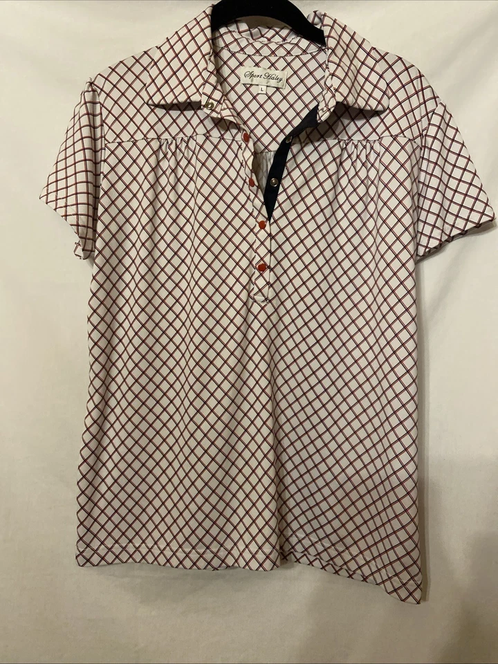 Manga Corta Rojo y Azul Golf Mujer Botones a Presión Talla Grande Pickleball Foto 1 de 4