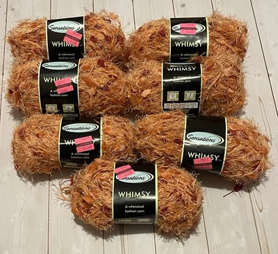 lot of 7 full skeins Sensations Whimsy yarn Orange Around 02605 - Image 1 of 4