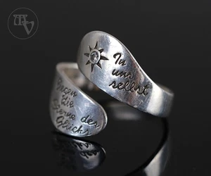 Silver Ring In Us... Stars Of Happiness 925 Silver Vintage Second Hand Jewellery - Picture 1 of 5