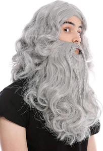 - 90760-A+B-ZA68E Parrucca & Barba Con Trecce Uomo Carnevale Vichingo Normanno B - Foto 1 di 12