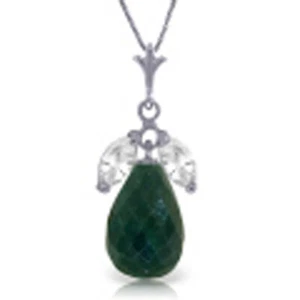 9.3 CTW 14K Solid White gold fine Necklace 20" genuine Emerald White Topaz - Picture 1 of 6