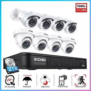 ZOSI 8CH DVR 1080P Security CCTV Remote Access Camera System Human Detection 2T - Picture 1 of 10