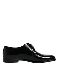 Dolce & Gabbana Black Patent Leather Derby Formal Dress Men's Shoes Authentic - Picture 1 of 6