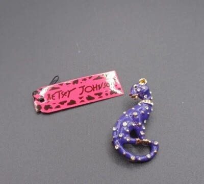 New Betsey Johnson Enamel Purple Leopard Cat Pin Brooch - Image 1 of 3