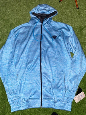 MAJESTIC MENS CAROLINA PANTHERS FULL ZIP PULLOVER HOODIE SWEATSHIRT SIZE 2XLT - Image 1 of 4