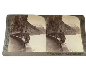 Stereograph Slide Underwood & Underwood Axenstrasse Lucerne Switzerland Rare - Picture 1 of 3