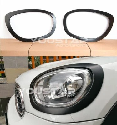 US STOCK 2x SATIN Matt Black Headlight Surround for MINI COUNTRYMAN F60 Cooper S - Image 1 of 4