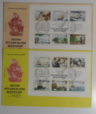 STAMPMART : PITCAIRN ISLANDS 1790-1990 BICENTENARY OFFICIAL 2 SOUVENIR SHEET FDC - Image 1 of 4