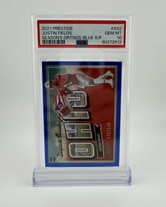 2021 Prestige Justin Fields Seasons Greeting RC Blue X/P /249 PSA 10 - Picture 1 of 8